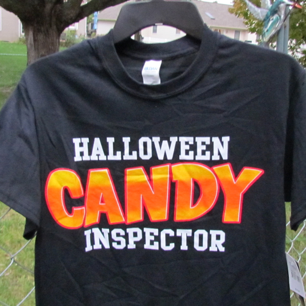 Halloween Candy Inspector Tshirt Black NWT Gildan